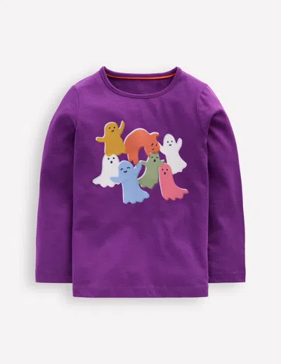 Boden Kids' Riso Langarmshirt-veilchenlila Geister In Purple