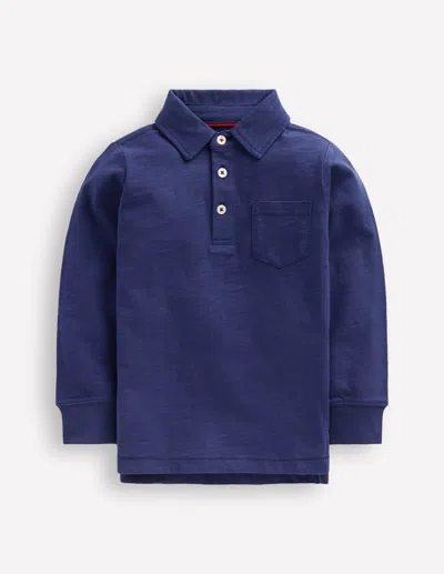 Boden Kids' Langärmliges Poloshirt Aus Flammgarn-schuluniform-marineblau In Blue