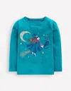 Boden Langarmshirt Mit Superstich-design-tiefseegrün Hexe In Blue
