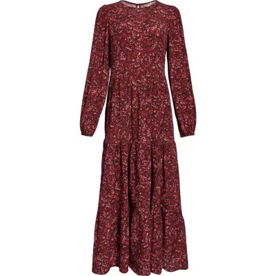 Boden Long Sleeve Tiered Maxi Dress In Burgundy
