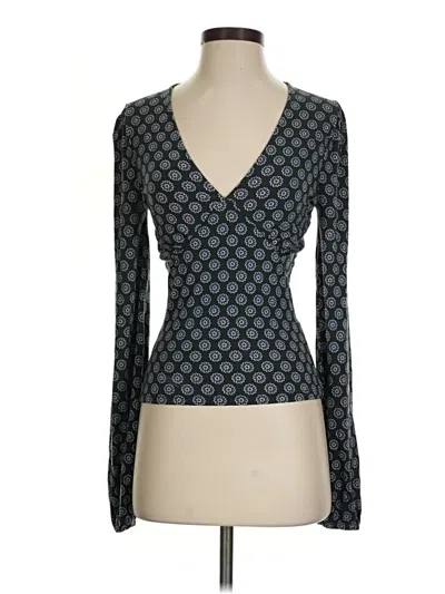 Pre-owned Boden Long Sleeve Top Black Plunge Neckline Tops
