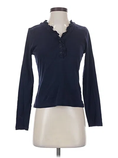 Pre-owned Boden Long Sleeve Top Blue Keyhole Neckline Tops