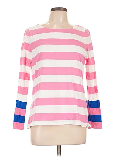 Pre-owned Boden Long Sleeve Top Pink Stripes Pattern Boatneck Tops