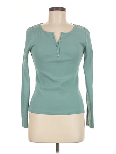 Pre-owned Boden Long Sleeve Top Teal Sweetheart Neckline Tops In Blue