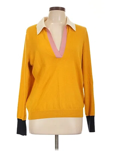 Pre-owned Boden Long Sleeve Top Yellow V-neck Tops