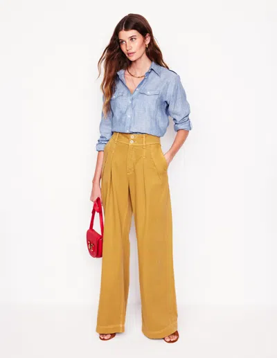 Boden Longline Linen Safari Shirtchambray Women  In Blue