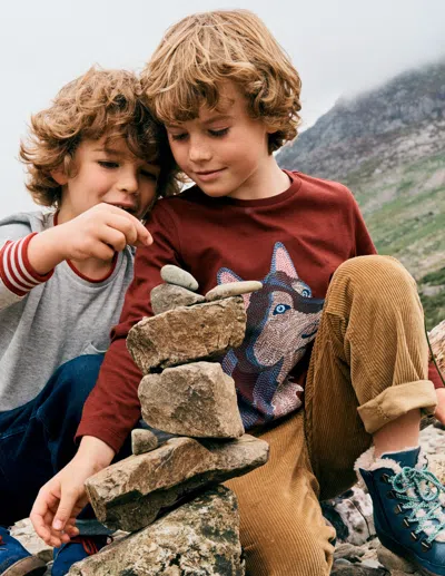 Boden Kids' Longsleeve Superstitch T Shirt Port Wolf  In Multi