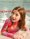 Boden Longsleeved Swimsuitpink Rainbow Leopard Girls