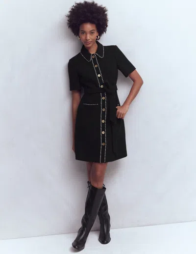 Boden Loren Trim Short Dress Black
