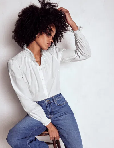 Boden Lorna Pleated Cotton Top White Women