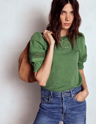 Boden Lottie Puff Sleeve Top-newt Green Female
