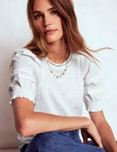 Boden Lottie Puff Sleeve Top-white Female
