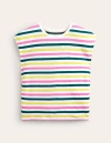 BODEN Louisa Crew Neck Linen T-shirt Multi Stripe Women Boden
