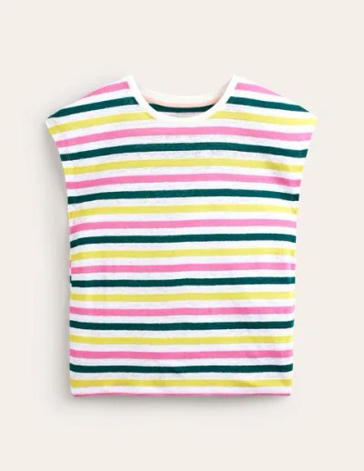 Boden Louisa Crew Neck Linen T-shirt Multi Stripe Women