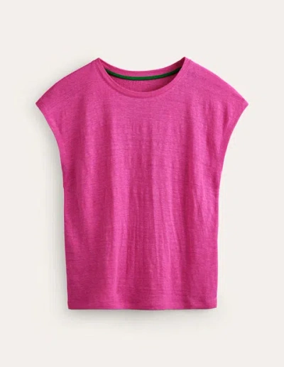 Boden Louisa Crew Neck Linen T-shirt Sangria Sunset Women  In Pink