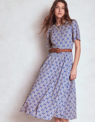 Boden Louisa Jersey Midi Dress Bright Blue, Ornate Geo Women  In Multi
