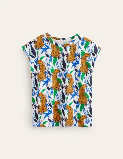Boden Louisa Printed Slub T-shirt Multi, Leopard Vine Women