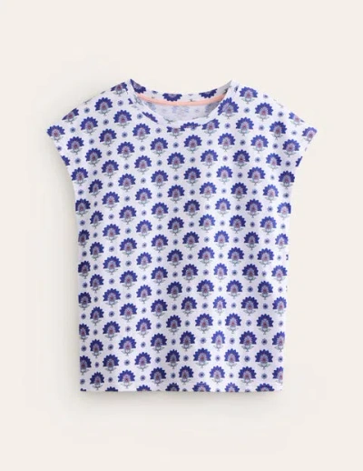 Boden Louisa Printed Slub T-shirt Surf The Web, Passion Geo Women  In Blue