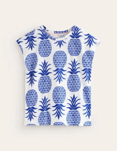 Boden Louisa Printed Slub T-shirt Surf The Web, Pineapple Pop Women
