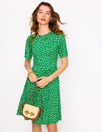 Boden Louisa Short Jersey Dresslime Juice Green, Abstract Dot Women  In Lime Juice Green/ Abstract Dot