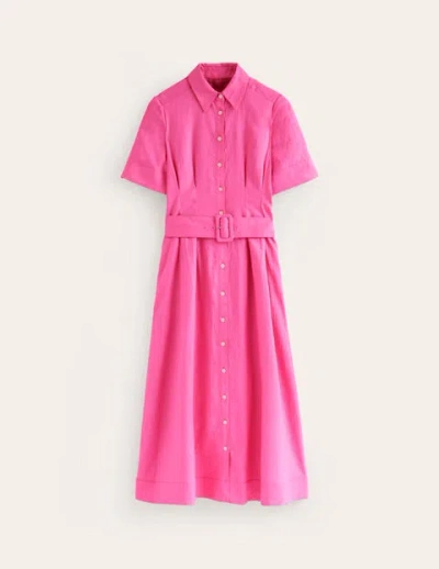 Boden Louise Linen Midi Shirt Dress Sangria Sunset Women