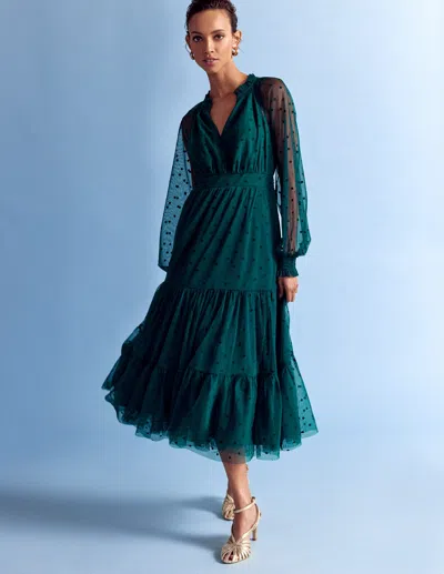 Boden Lucille Tulle Midi Dress-emerald Night Female  In Green