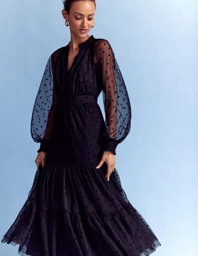 Boden Lucille Tulle Midi Dress-black Female  In Blue