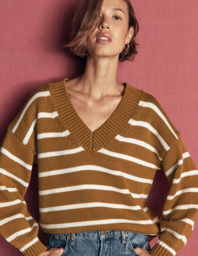 Boden Lucy Baumwollpullover Mit V-ausschnitt In Weiss | Grösse Xs In Brown