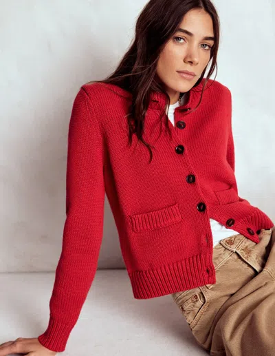 Boden Lucy Chunky Cotton Cardigan Merida Red