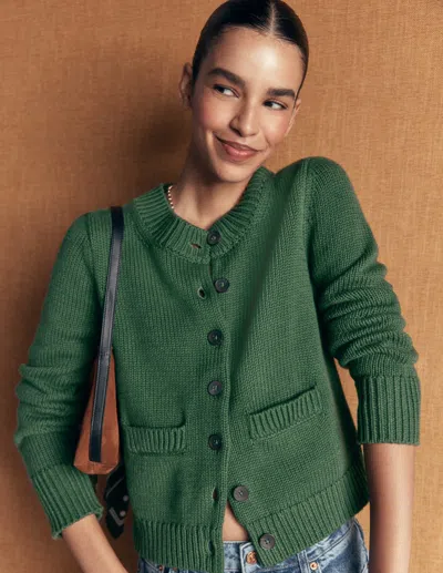 Boden Lucy Grob Gestrickte Baumwollstrickjacke-highland In Grün | Grösse Xs In Green