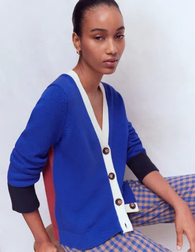 Boden Lucy Lockere Strickjacke Aus Baumwolle In Blau | Grösse Xl In Blue