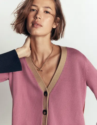 Boden Lucy Lockere Strickjacke Aus Baumwolle In Rosa | Grösse Xs In Pink