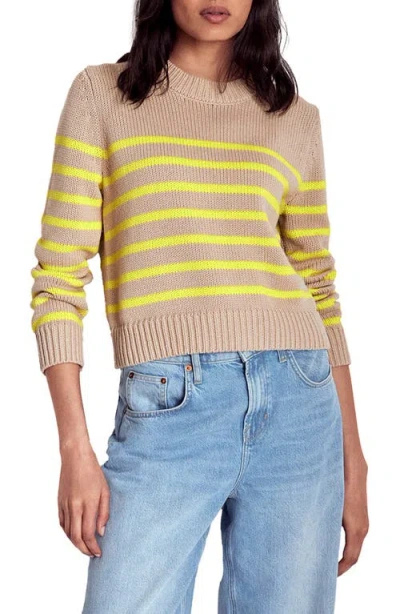 Boden Lucy Stripe Chunky Crop Cotton Sweater In Brown