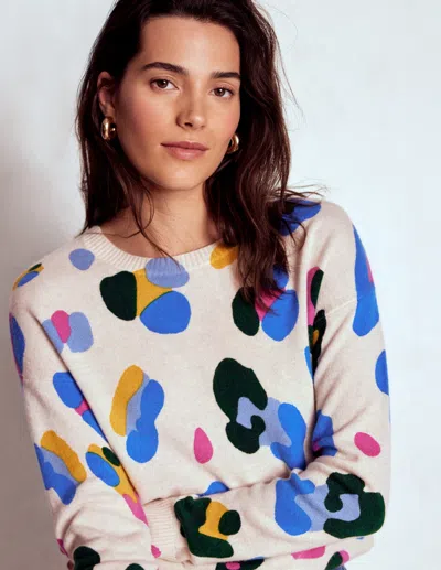 Boden Lydia Kaschmirpullover-warmes Naturweiss, Leopard In Transparent