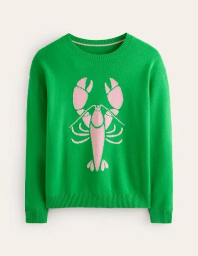 Boden Lydia Cashmere Sweater Bright Green, Lobster Women