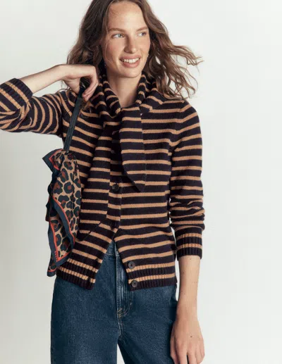 Boden Lydia Strickjacke Mit Bindeschleife Am Ausschnitt In Blau | Grösse Xs In Brown