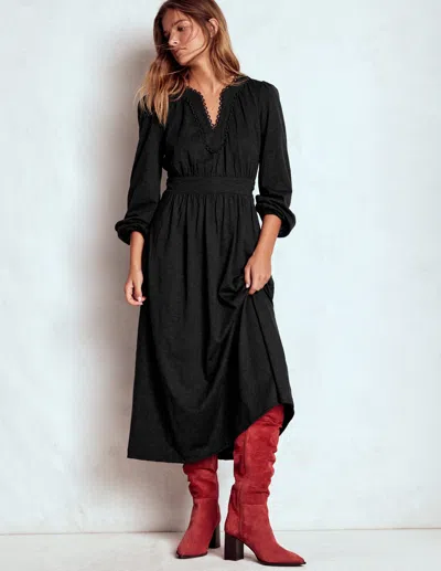 Boden Maddie Midikleid Mit Picot-besatz-schwarz In Black