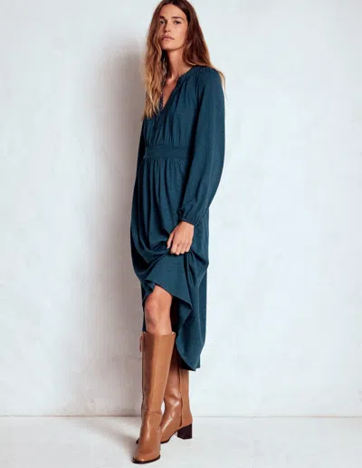 Boden Maddie Picot Trim Midi Dress-midnight Teal Female  In Blue