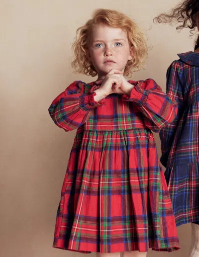 Boden Kids' Madeline Langärmliges Kleid-rot Kariert In Red