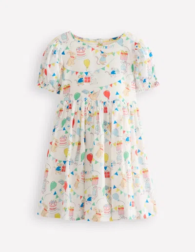 Boden Kids' Madeline Woven Dressbirthday Print Girls  In Multi