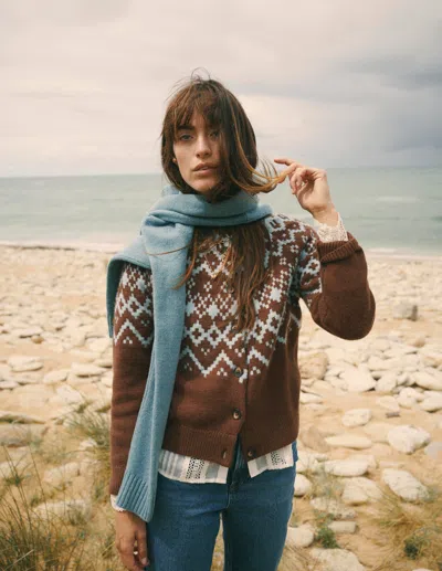 Boden Mae Fair-isle-strickjacke | Grösse Xs In Brown