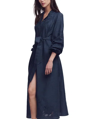 Boden Mae Linen-blend Shirt Dress In Blue