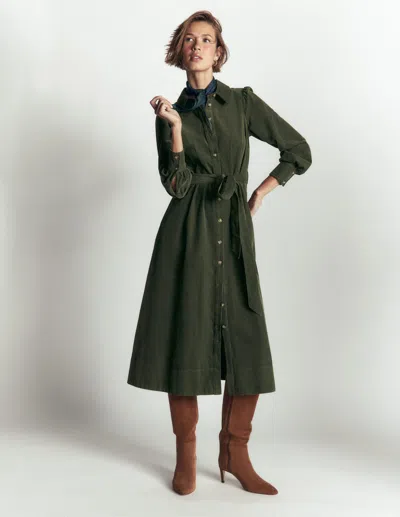 Boden Maeve Midi-hemdblusenkleid Aus Cord | Grösse 30 In Green