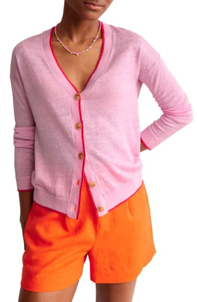 Boden Maggie V-neck Linen Cardigan Sweet Lilac Pink Women