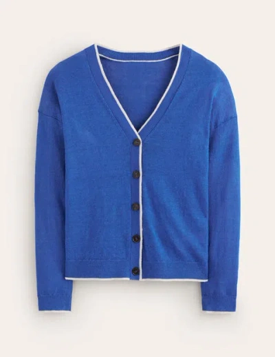 Boden Maggie V-neck Linen Cardigan Mariner Blue Women
