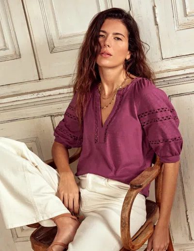 Boden Maisy Rikrak Trim Top Violet Quartz Women  In Purple