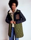 Boden Mantel Aus Teddyfell-mix-marineblau Und Khaki In Multi