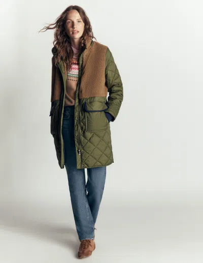 Boden Mantel Aus Teddyfell-mix In Grün | Grösse 30 In Gray