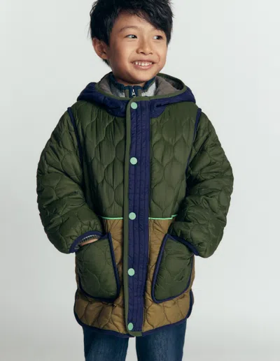 Boden Kids' Mantel Mit Zwiebelsteppung In Khaki | Grösse 98 In Green