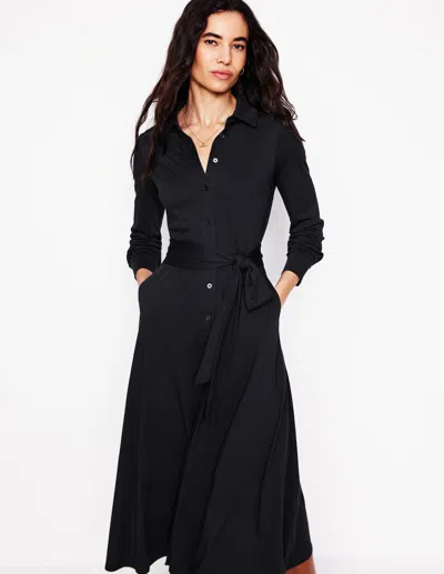 Boden Marcia Jersey Midi Shirt Dressblack Women  In Black